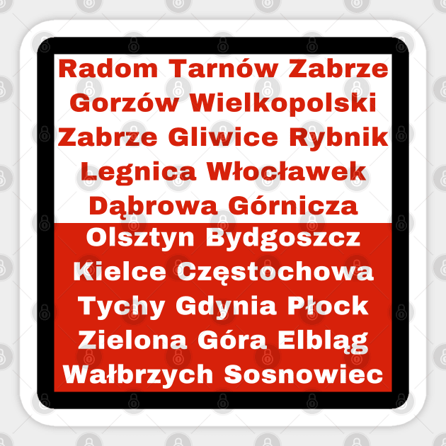 Polish Flag with Cities II Sticker by aybe7elf